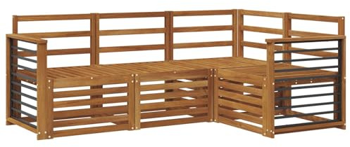vidaXL Sofagarnituren 4 pcs Natur Massivholz Akazie, Outdoor Sofa, modernes Möbel, robuster Terrassen-Lounge, Garten, Sitzgelegenheit für Wohnzimmer-Set