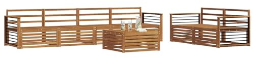 vidaXL Outdoor-Sofagarnitur 7 pcs Natur, Garten-Sofa, modernes Ecksofa, langlebiger Lounge, Terrasse, Bequeme Sitzgruppe für Entspannung