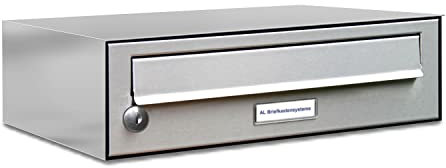 AL Briefkastensysteme 1er Briefkastenanlage Edelstahl, Premium Briefkasten DIN A4, 1 Fach Postkasten modern Aufputz