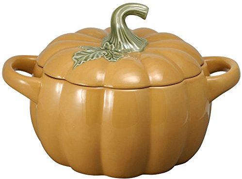 Pfaltzgraff 5215046 Pumpkin Casserole Dish, Stoneware, Orange, Green