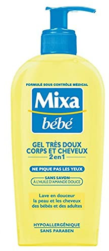 Mixa Bébé Dusche Tras Gel Sanfte Body & Hair 2 in 1 bis Lâ € ™ Dâ € ™ Öl Mandel 250ml (4 Stück)