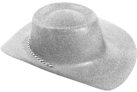 Silver glitter cowgirlhattar – paket med 1 – maskeradtillbehör perfekt för möhippa cowboy kostymer scenshow dansshower