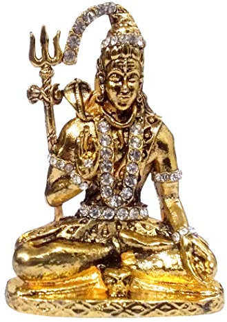 Purpledip Metal Idol Siva Mahadev: Glittering Stones Statue (11848)