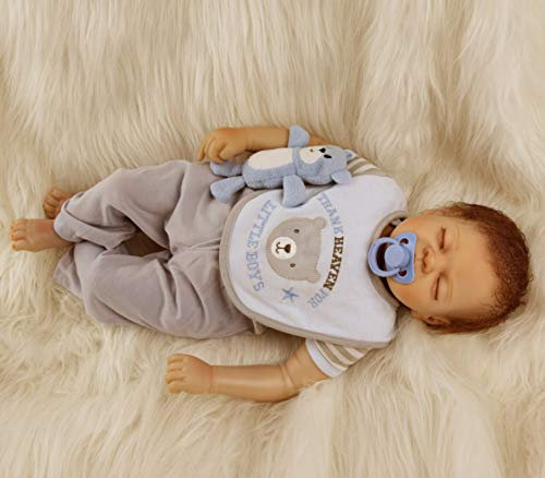 ZIYIUI 22 Zoll 55 cm Lebensechte Reborn Babypuppe Junge wie Echtes Baby Weich Vinyl Silikon echt Babypuppen Lebensechte Puppe Neugeborenen Baby Puppe Junge Kinderspielzeug
