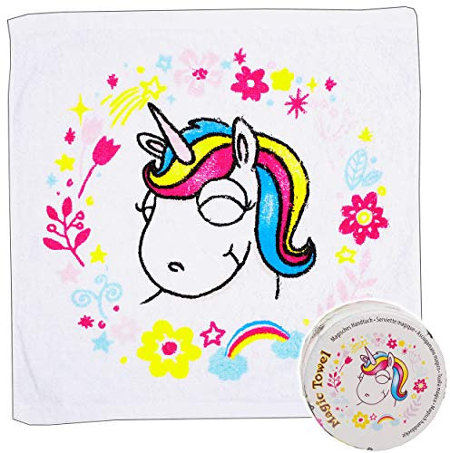 alles-meine.de GmbH magischer Waschlappen/Handtuch - Zauberwaschlappen - Einhorn - Tiere - Frottee aus 100% Baumwolle - 30 cm * 30 cm - Magic Towel - Waschfleck - Waschtuch - ..