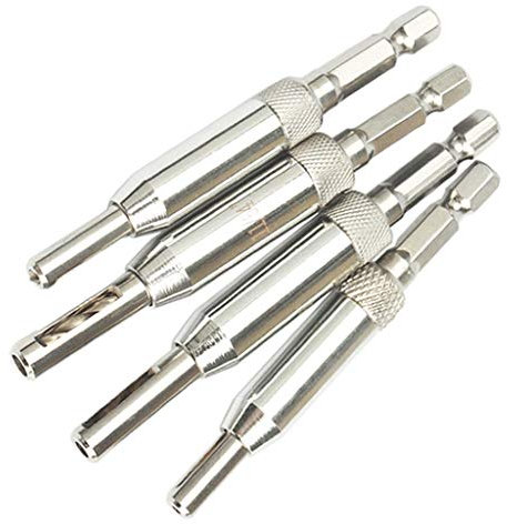 4 piezas Juego de brocas centradoras, bisagra autocentradora, perforadora de agujeros, herramientas de carpintería para puertas de armarios 5/64