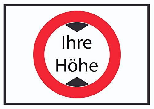 HB-Druck Durchfahrtshöhe Schild mit Ihrer Wunschhöhe Symbol A4 Rückseite selbstklebend