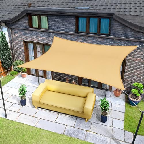 Sunnylaxx 3x5m Sabbia Tenda a Vela Rettangolare, Impermeabile Vele Parasole Protezione UV per Esterno, Giardino e Terrazza, Piscina