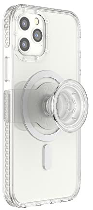 PopSockets: PopCase MagSafe Phone Case for iPhone 12 / 12 Pro with a Repositionable PopGrip Slide Phone Stand and Grip with a Swappable Top - Clear