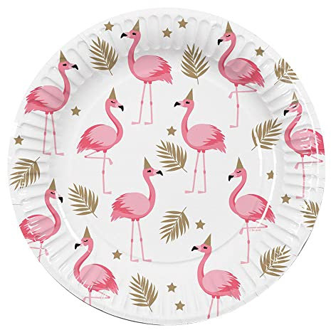 Boland 52496 Flamingo Party Plates, Pack of 10, Size 23 cm, Environmentally Friendly Party Tableware, 100% Paper, Birthday, Theme Party