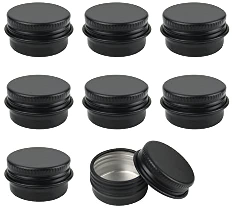 Imirootree 60 Pcs Mini 5g Pots En Aluminium Rond Noir Mat Avec Bouchon À Vis Conteneurs D'échantillons Cosmétiques Rechargeables Boîtes De Voyage pour Baume À Lèvres Artisanat Maquillage Bougies, 5ml