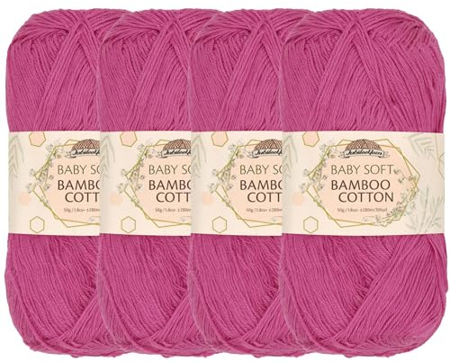 JubileeYarn Baby Soft Bamboo Cotton Yarn - 50g/Skein - Vermillion City - 4 Skeins