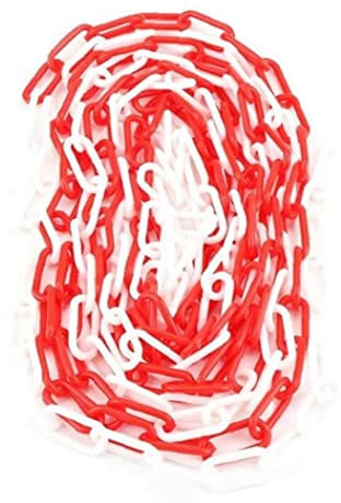 Froiny 5meter Plastic Chain 6mm Red and White Guardrail Warning Post Safety Protection Barrier Link Traffic Cone Chain