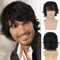Beweig Herren Perücke Schwarz Kurz Haare Layered Wave Perücken mit Pony Synthetische Cosplay Perücke Kostümparty Halloween Party