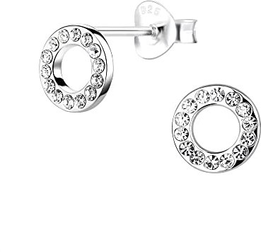 FRIEDA + PAUL Kreis Kristall Geo Basic Damen Frauen Mädchen Ohrstecker Ohrringe 925 Sterling Silber anlaufgeschützt Schmuckbox