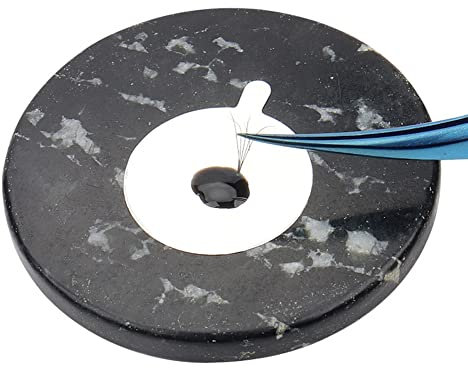 2pcs Black Round Jade Stone Eyelash Glue Stone Adhesive Glue Pallet Stone Hand Printing Eyelash Slower Drying Eyelash Extension Makeup Beauty Accessories
