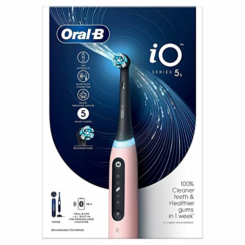 Oral-B iO 5S Elektrische Zahnbürste, 1 Bürstenkopf, 1 Reisetasche, Designed by Braun