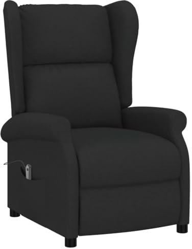 vidaXL Ohrensessel, Relaxsessel mit Liegefunktion, Verstellbar Elektrisch Sessel, Fernsehsessel Polstersessel Liegesessel, Schwarz Stoff