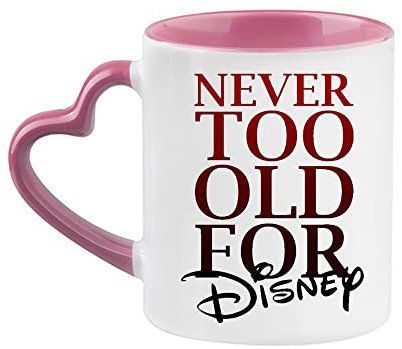 Giftme Never Too Old for Birthday, Christmas, Secret Santa Coffee Tea Mug 11oz Heart Handle Ceramic Mug. (Pink)