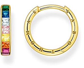 Thomas Sabo Damen Creolen in der Farbe Gold aus 925 Sterlingsilber mit 750 Gelbgold Veredelung und Zirkonia, Größe: 20x2mm, CR668-996-7