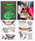 3 Blatt 3D Jo-ker Tattoos,Karneval Tattoo Gesicht,Clown Schminke Set,Jo-ker Make Up, jo-ker kostüm,Tattoo Klebetattoos Erwachsen