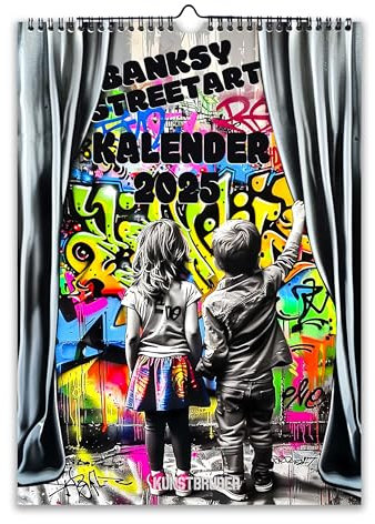 Wandkalender2025 Banksy Kalender 2025 hochkant A5 - Monatskalender mit den besten und schönsten strassen künstler wie Banksy - Jahreskalender für zuhause (Streetart A5)