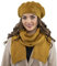 VIVISENCE Damen Baskenmütze Eleganter Wintermütze Und Schal Set Warm Kopfbedeckung Und Halsbedeckung An Winter Und Herbst Warm Dick, Winterset Für Frauen, Hergestellt In EU, Honig