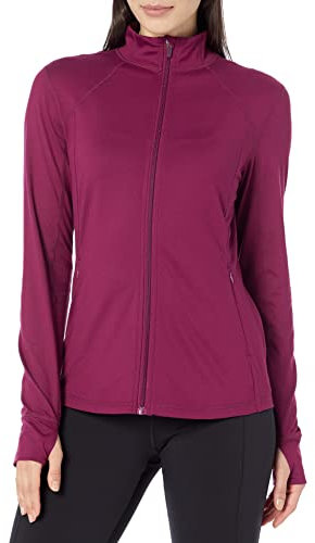 Amazon Essentials Giacca con Zip a Tutta Lunghezza Elasticizzata Tecnica Spazzolata (Taglie Forti Disponibili) Donna, Prugna, XXL Plus