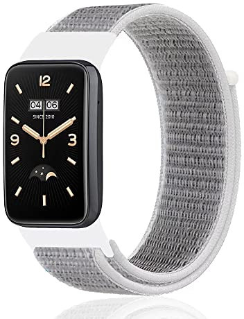 Lonkenn Nylon Armband Kompatibel mit Xiaomi Smart Band 7 Pro, Ersatzarmbänd, Geflochten Elastisch Dehnbarer Ersatz Sport Klett Armbänder, Verstellbare Uhrenarmbänder für Xiaomi Smart Band 7 Pro-Weiß
