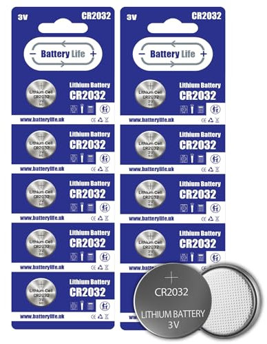Battery Life CR2032 Batteries 3V Coin Button Cell 2032 Lithium Long Life For Car Key fobs, Air Tag, Scales, Toys and Other Devices UK Brand (10 pack)