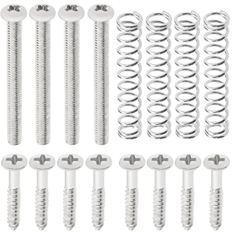 YINETTECH Set mit 16 Schraubenfedern für Gitarren-Tonabnehmer Schrauben für Tonabnehmerhöhe Tonabnehmerrahmen Tonabnehmer Tonabnehmer-Befestigungsschrauben Gitarren-Doppel-Tonabnehmer, Nickel