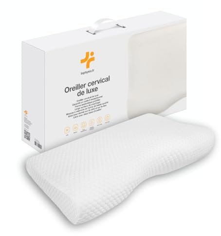 Inphysio Luxury Cervical Pillow - Lumbales Stützkissen - Hypoallergenes Memory Foam-Kissen - 2 Kissenbezüge - Ergonomisches Kopfkissen - 60 x 35 x 12/7cm