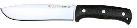 Cuchillo de Supervivencia Joker Nomad 6.5 CM137-P, mango micarta negro, hoja de 16,5 cms, funda piel negra, incluye pedernal, Herramienta de pesca, caza, camping y senderismo