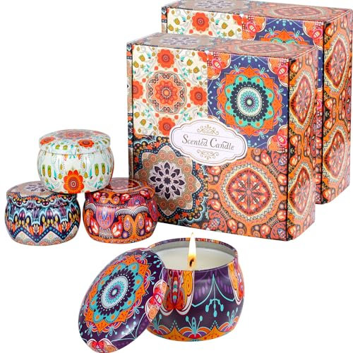 Duftkerzen-Set, Geschenk für sie, Rose, Vanille, Orange, Zitrone, 100 % Sojawachs mit 8 % stark duftenden ätherischen Ölen, 125 ml, für Stressabbau oder Weihnachten, Geburtstag, Muttertag, 2 Stück