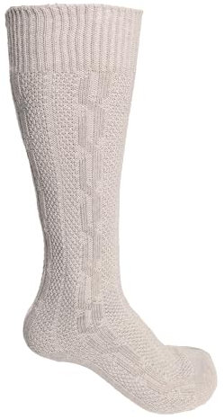 Steigenhöfer Manufaktur Trachtensocken Herren und Damen Lang – Klassische Trachtenstrümpfe im Zopfmuster – Oktoberfest Strümpfe aus Baumwolle für Männer & Frauen – Beige – 45-46