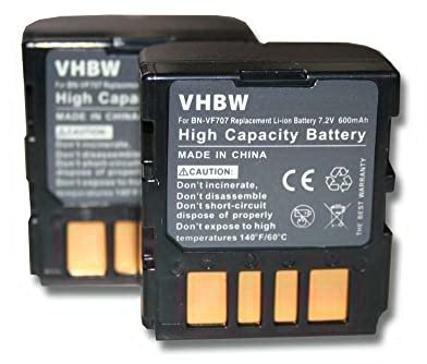vhbw 2X Akku kompatibel mit JVC GR-D325EG, GR-D295 US, GR-D325, GR-D295, GR-D290US, GR-D345 Videokamera Camcorder (600 mAh, 7,2 V, Li-Ion)