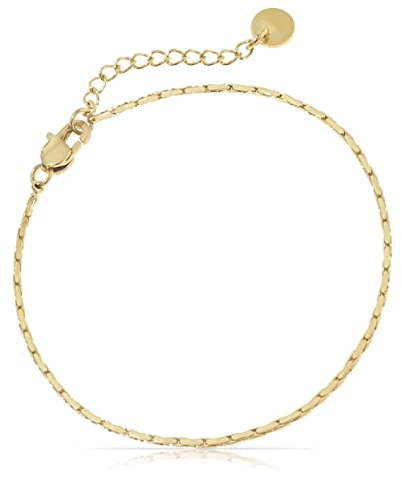 Filigranes Damen Armband aus Edelstahl • Silber Gold Rosé • Minimalistisches Armband • Armbänder für Frauen • Silberschmuck Gold-Schmuck • Feine Cuban Link Chain Armkette (Zopf Design Gold)