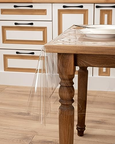 spar-home Tischfolie Transparent – Durchsichtige Tischschutz 0,22 mm Tischdecke Folie Abwaschbar für Outdoor Garten Schutzfolie Tisch Meterware (140 cm, 60 cm)