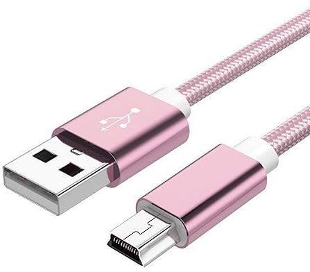 YSJJZRL USB-Mini-Kabel, Mini-zu-USB-Ladekabel für schnelle Datenübertragungen, für MP3-MP4-Player, Auto-DVR, GPS usw (1M,Rosa)