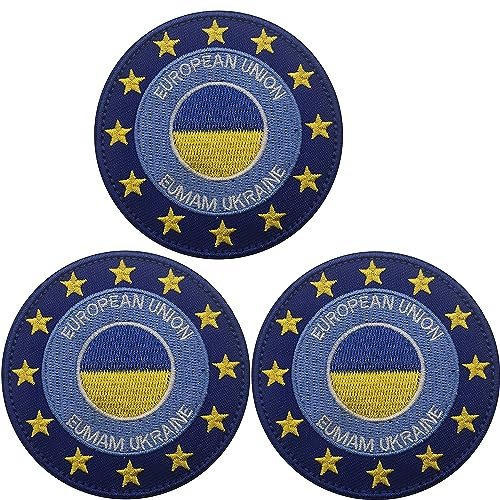 Bestickte Applikation der Europäischen Union, Eumam, Ukraine-Flagge, Applikation, Aufnäher, taktisches Militär, Moral, Kampfarmband, Emblem, Abzeichen, 7,9 cm Größe