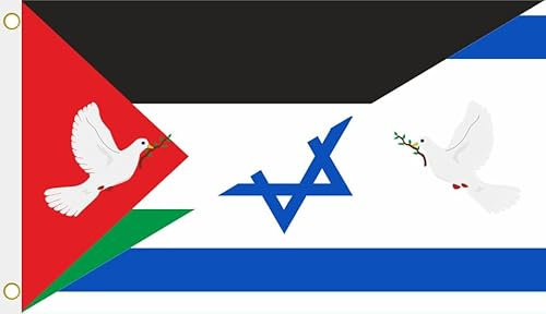 U24 Flagge Fahne Palästina-Israel mit Friedenstaube Hissflagge 90 x 150 cm
