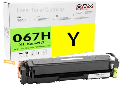 OBV Kompatibel Toner ersetzt Canon 067H 5103c002 für Canon LBP-631Cw LBP-633Cdw MF651Cw MF655Cdw MF655Cx MF657Cdw mit Chip ohne Füllstandsanzeige - gelb 2350 Seiten