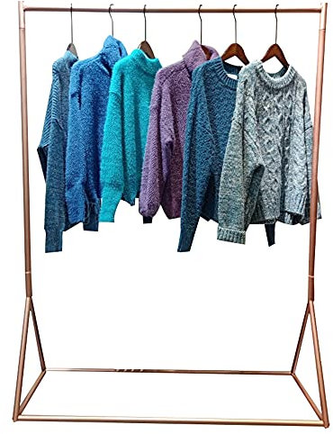 Robuster Kleiderständer, Kleiderständer aus Schmiedeeisen, Ausstellungsständer für Damenbekleidungsgeschäfte, Wäscheständer für den Schlafzimmerbalkon, starke Tragfähigkeit/Roségold / 100×40×150 cm