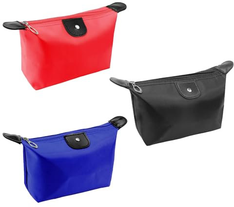 3 Organisateur de boulettes de voyage multi-usages, sac de rangement pour boulettes, trousse de maquillage et trousse de toilette pour hommes et femmes, disponible en noir, bleu et rouge, noir, bleu,