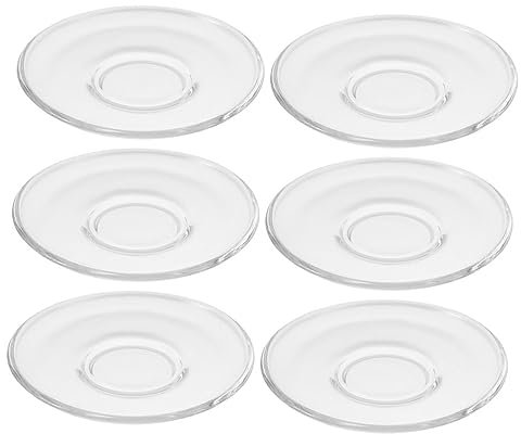 PRETYZOOM 6 Platillos De Cristal Redondos Transparentes Platillos De Café Platillos Para Aperitivos Platillos Pequeños Bandejas De Té Pequeñas Posavasos Para Bebidas Decoración Reutilizable
