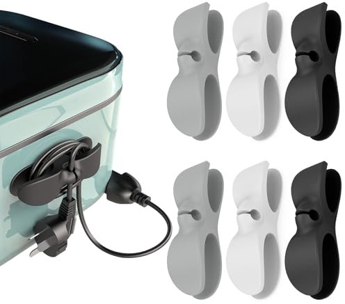 6 Pieces Cable Winder for Kitchen Appliances, Portable Self-Adhesive Cord Organiser for Toaster Mixer Coffee Maker Air Fryer