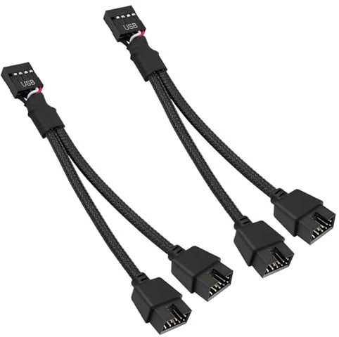 HALOULENI 2 Pack USB Header Splitter USB 2.0 9Pin Female to Dual 9Pin Male Extension Cable Motherboard 9PIN USB2.0 Header Splitter for Computer Internal Motherboard
