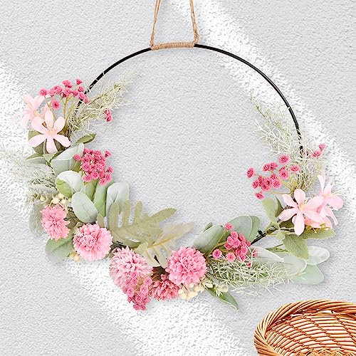 Door Floral Wreath, Outdoor Hanging Artificial Flower Wreath, Hoop Wreath Garland, Front Door Pastoral Flower, Spring Summer Wreath, Wall Wreath Decoration for Wedding Home Party Backdrop Arch Decor