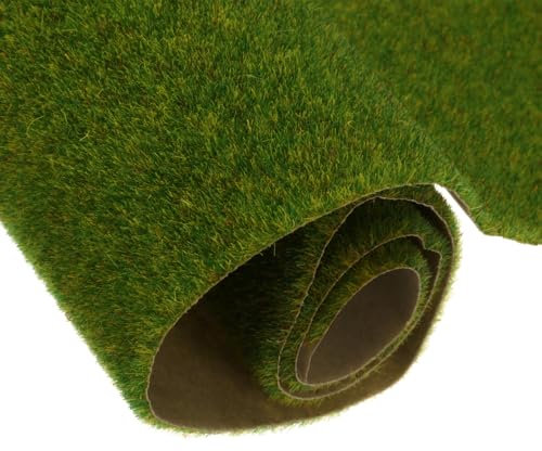 sourcing map 6pcs Artificial Model Grass Mat 10 x 10(25cm x 25cm) Yellow Green Realistic Fake Turf for Garden Lawn Decoration Model