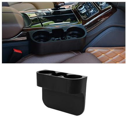 CGEAMDY Auto Getränkehalter, Auto-Leder-Getränkehalter-Lückentasche, Universelle Lücken-Aufbewahrungsbox, Abnehmbarer & Waschbarer Mittelkonsole Getränkehalter(Schwarz)